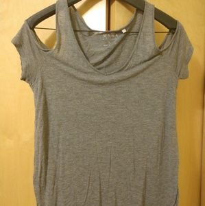 Grey cold shoulder tee